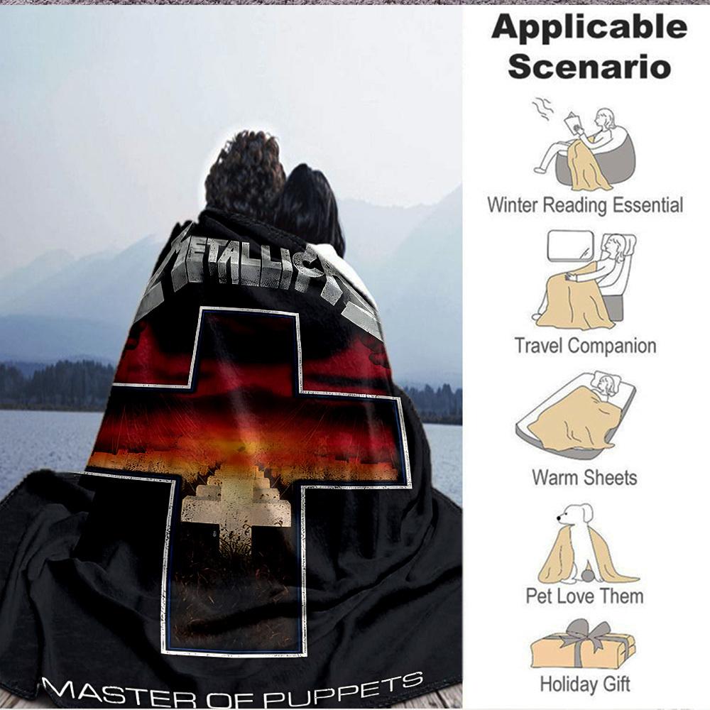 1 stk Metallica Flanellteppe [Koselig Kastepledd] For Sofa, Seng, Reise, Camping, Stue, Kontor, Sofa, Stol, Og Seng