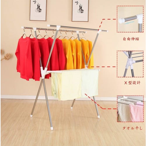 WGWGJM Extendable Clothes Drying Rack for Indoor and Outdoor Use, Balcony Use, Heavy-Duty Capacity (60kg), Stainless Steel, Rust-Resistant, X-Shaped,