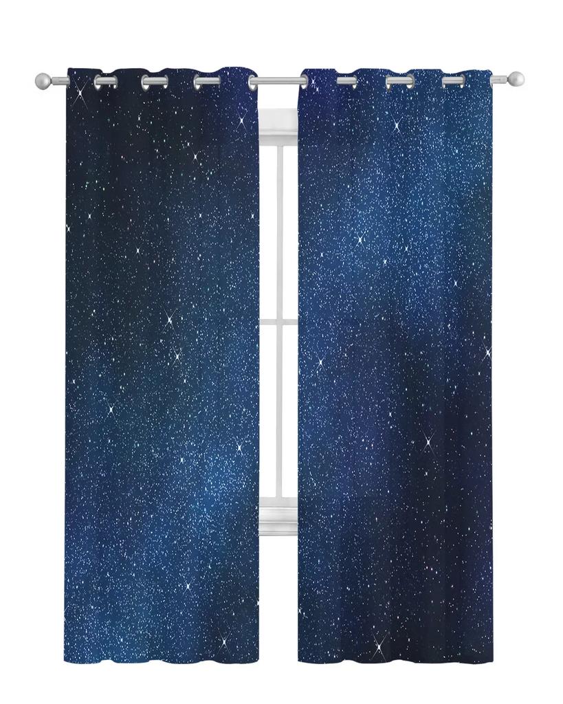Star Galaxy Starry Sky Tulle Curtains For Living Room Bedroom Kitchen Decoration Chiffon Sheer Voile Window Curtains Kids Drape