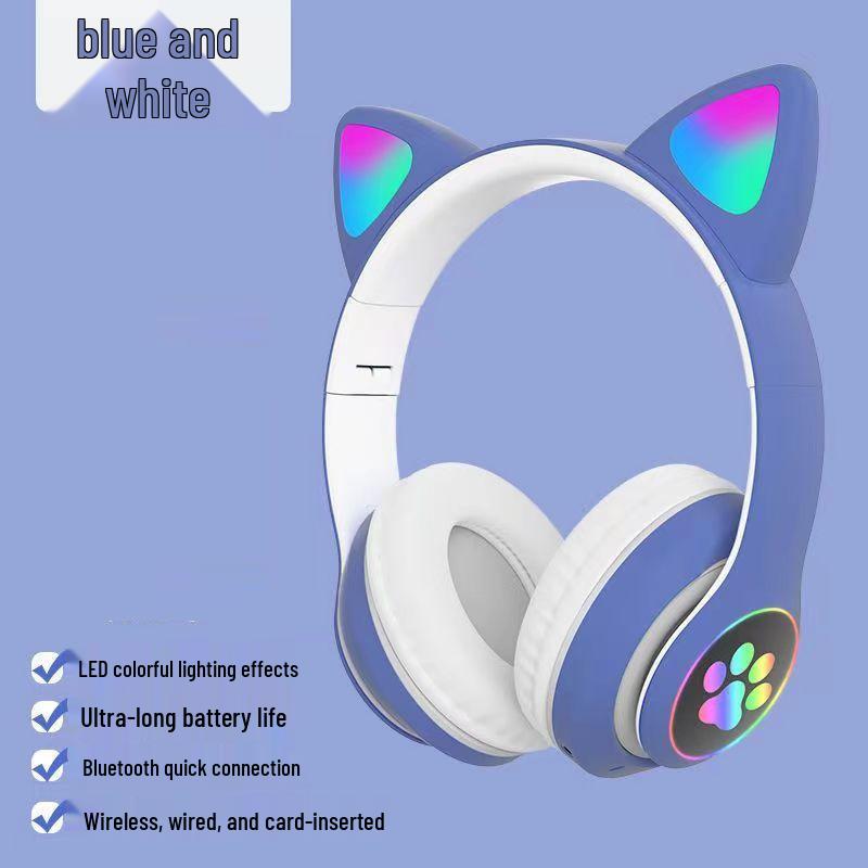 Luminous Cat Ear Bluetooth Over-Ear Headphones STN-28: Ultra-Long Battery Wireless Headset