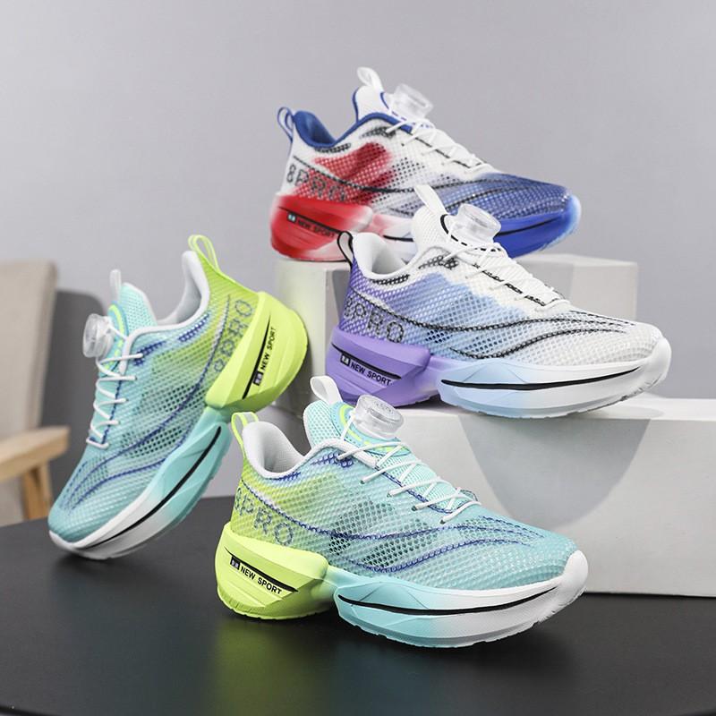 Boys Running Shoes Kids Teens Lightweight Breathable Mesh Sneakers With Rotating Buckle Fall