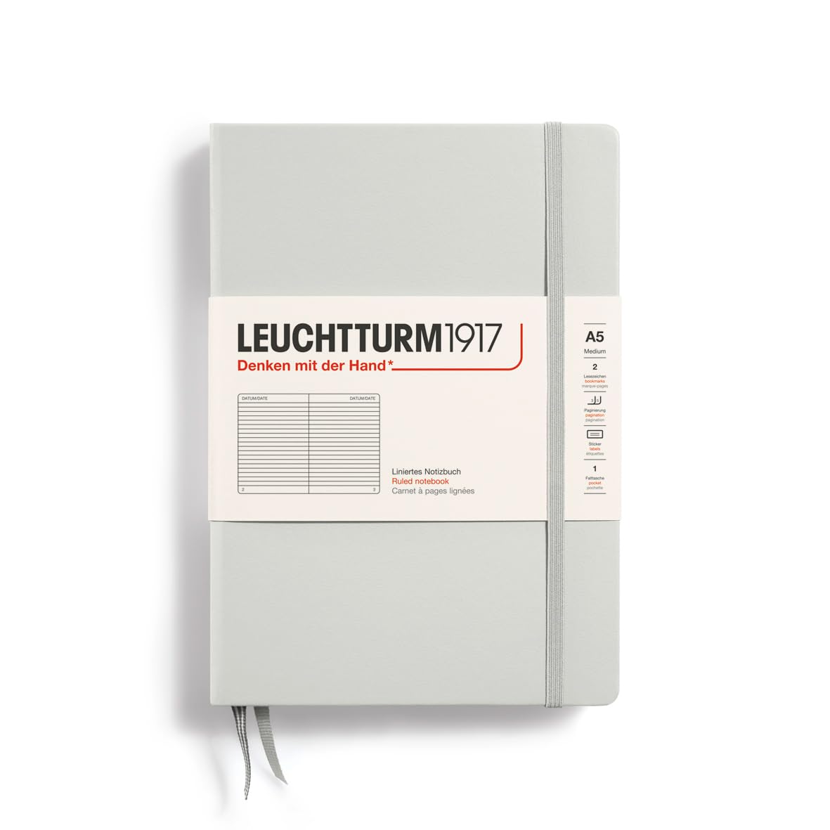 

Leuchtturm Horizontal Light Officially Imported Notebook, A5, Ruled, Gray, 367248,