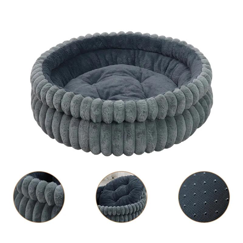 50/60cm Thickened Warm Large Oval Cat Bed Comfortable Detachable Washable Plush Cushion Sleeping Pet Nest Puppy Accessories