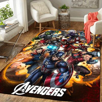 1ks Kobercový kobereček Marvel Avengers Super hrdinové, Protiskluzová podložka, Design s kreslenými postavičkami, Měkký samet, Dekorace do pokoje, Omyvatelný