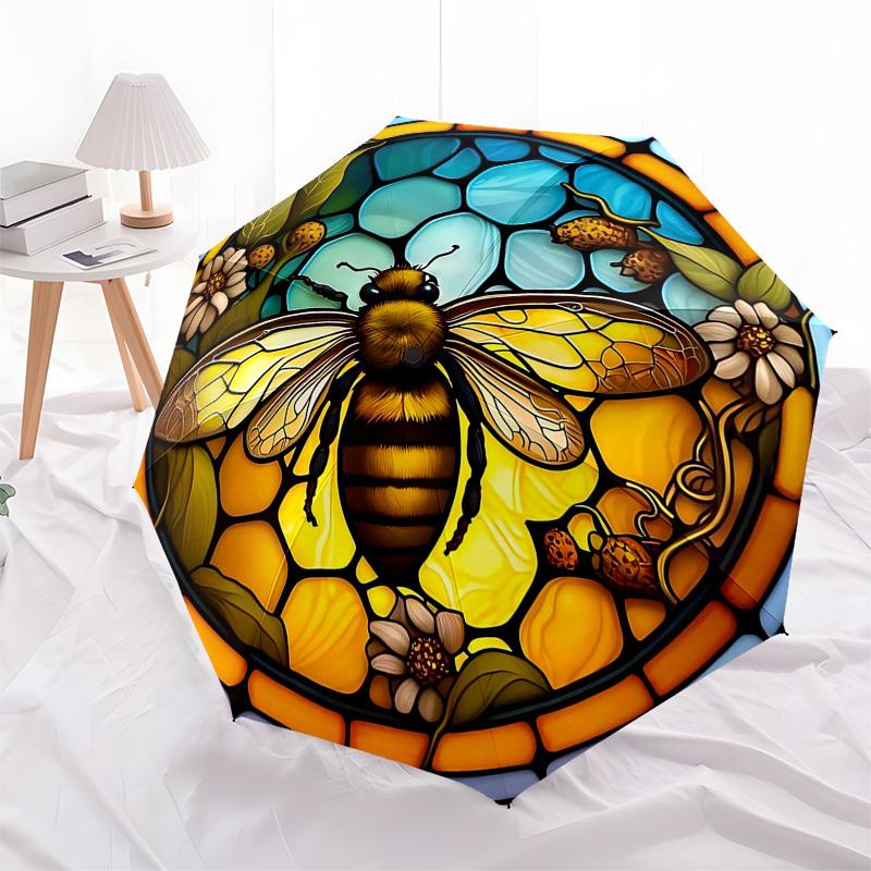 Bee Color RetroThemed Automatic Opening and Closing Umbrella 8 Ribs, Suitable for Leisure and Going Out, Outdoor Accessory, Gothic Style,