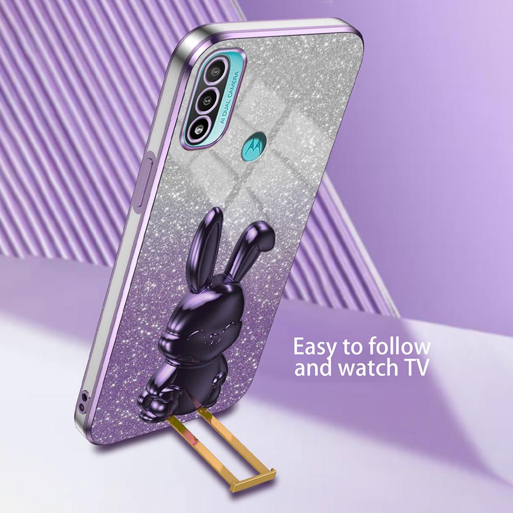 For Motorola Moto E20 PC+TPU Telefondeksel Støtte Støttefot Beskyttende Bakdeksel