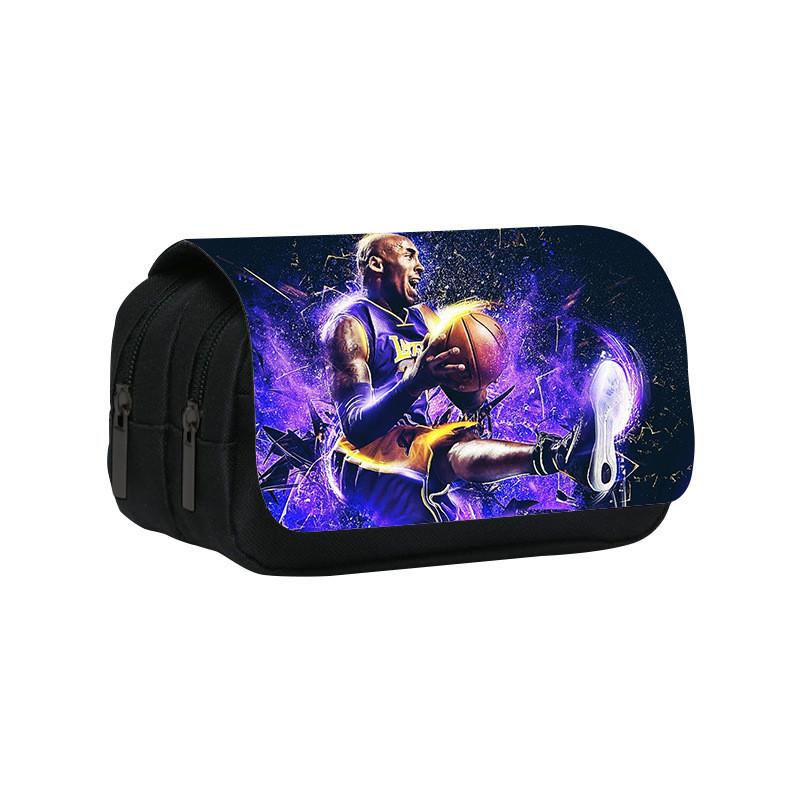 Kobe Bryant Double Layer Pencil Case With Nylon Material For Students And Nba Fans