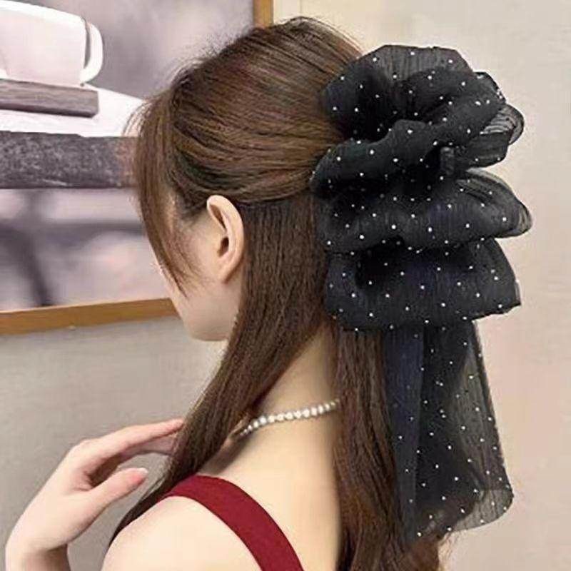 Elegant Hair Accessories with Oversized Tassel Net Yarn Butterfly Bow Hair Clip for Women