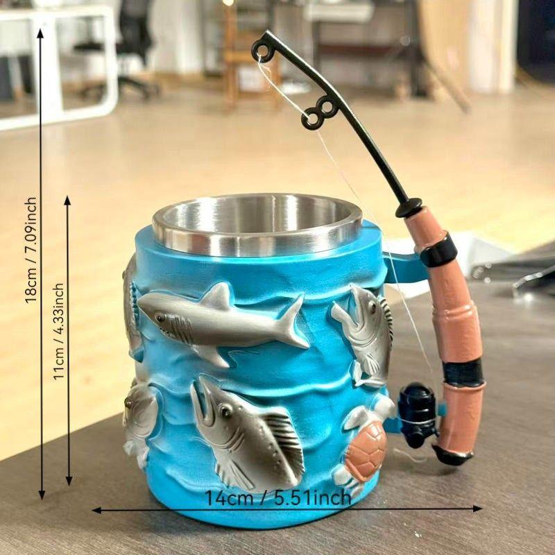 Fishing theme 3D three-dimensional relief resin mug creative coffee mug beer mug