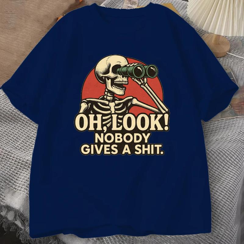 Oh Look Nobody Gives A Shit Sarcasm T-shirt Summer Men's Tracksuit Round Neck Short Sleeve Sportswear Casual Fun Tops Polyester Tee