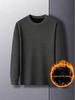 Men's Warm Thickened Knit Sweater - Autumn/Winter Casual, Middle-Aged, Round Neck, Solid Color, Fluffy Velvet.