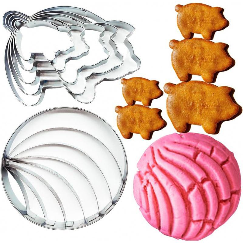 Stainless Steel Cutter Two-Sided Bread Mold With Pig Cookie Cutter For Pan Mexicano Dough Bread Shape Cutter For Home Kitchen