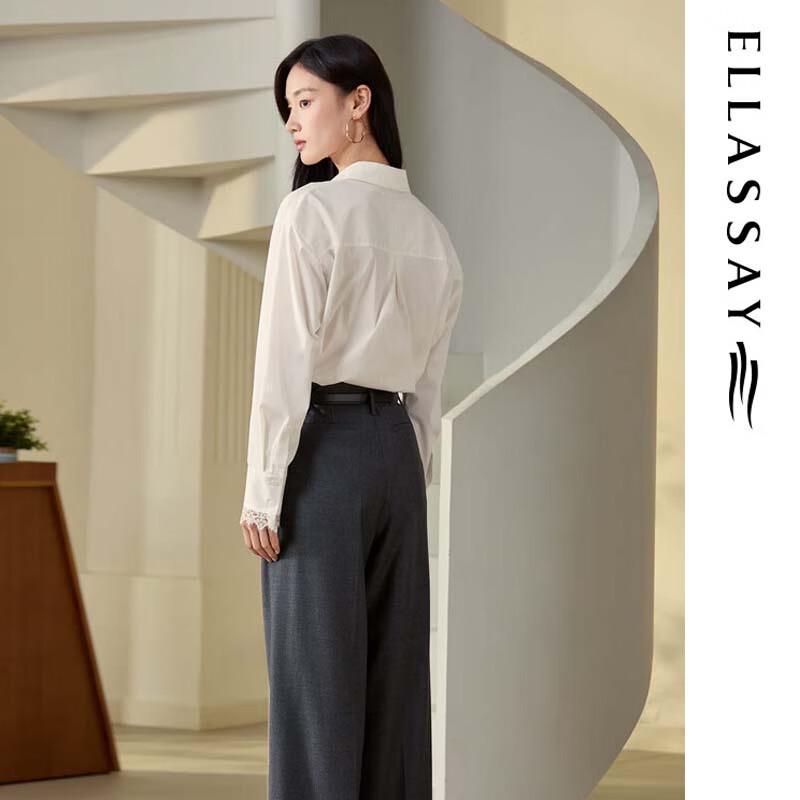 ELLASSAY Women's Elegant Wide-Leg Wool Trousers