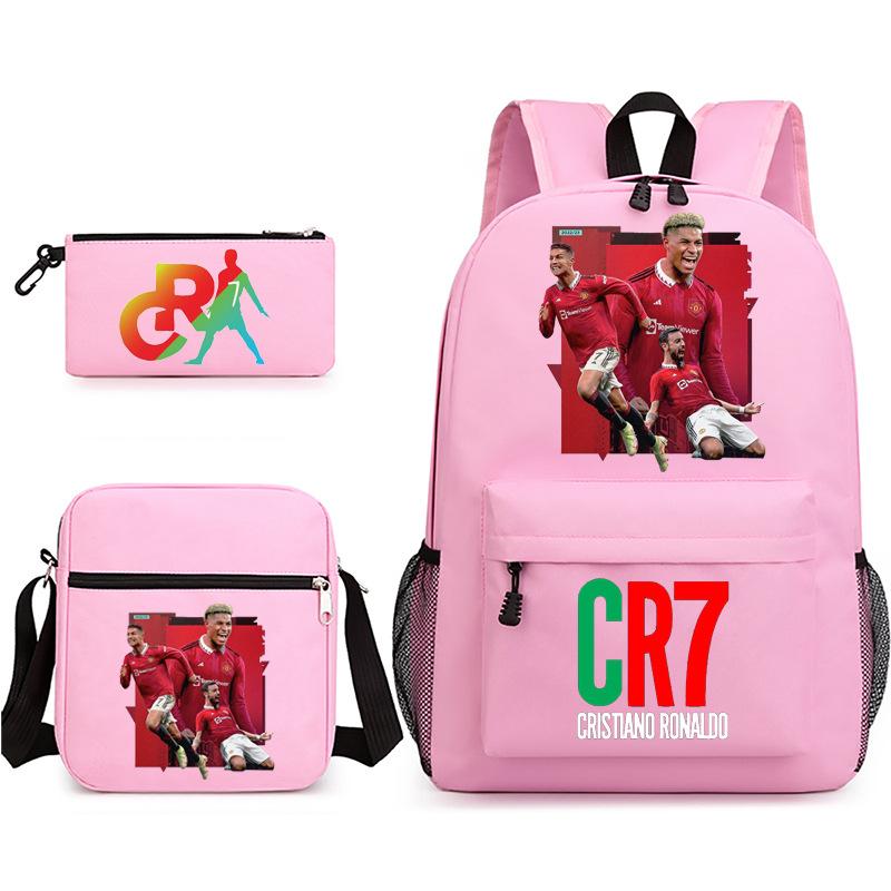 2023C Luo Surrounding Character Printed Backpack Three-piece Student School Bag + Shoulder Bag + Pencil Case Set