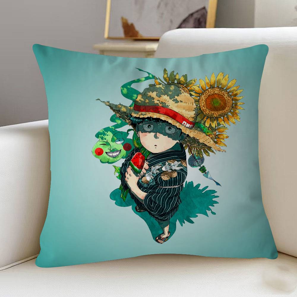 M-MOB PSYCHO 100 Cartoon Animation Pillow Covers Cartoon Sofa Decorative Home Double-sided Printing Short Plush Cute Cushion