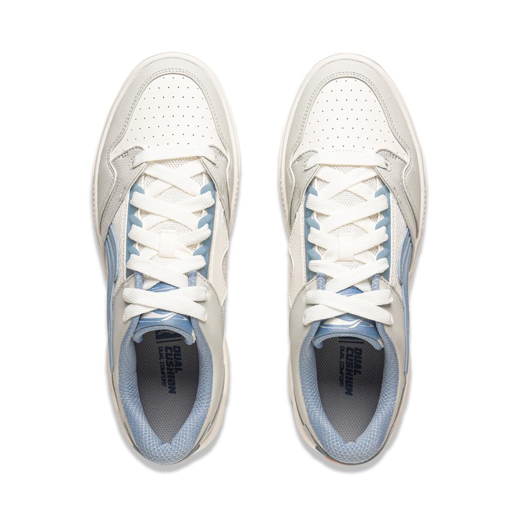 New LiNing COMMOM 80s Anti Slip Wear Resistant Low Top Skateboard Shoes Men's White Gray Blue AGCV051-2
