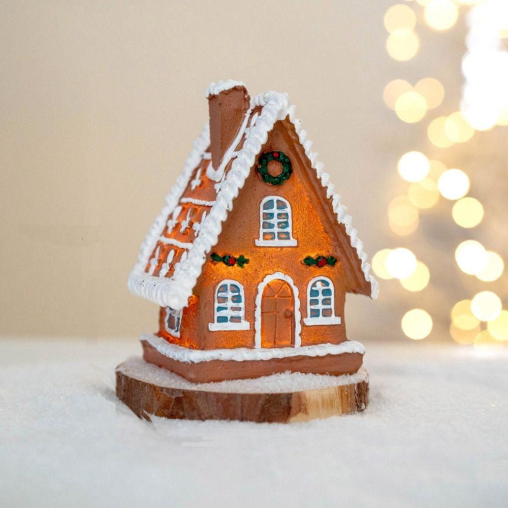 Handmade Mini House Figurine Resin Crafts Desktop Ornament Christmas Decoration