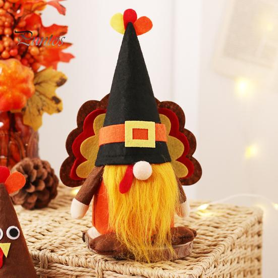 Thanksgiving Turkey Gnome Decor Halloween Plush Decorations, Handmade Scandinavian Tomte for Autumn Tiered Tray Decoration Fall Table Decor,