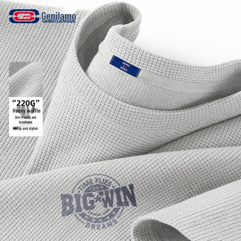 

GENIOLAMODE Men s Waffle Knit Short Sleeve T-shirt M