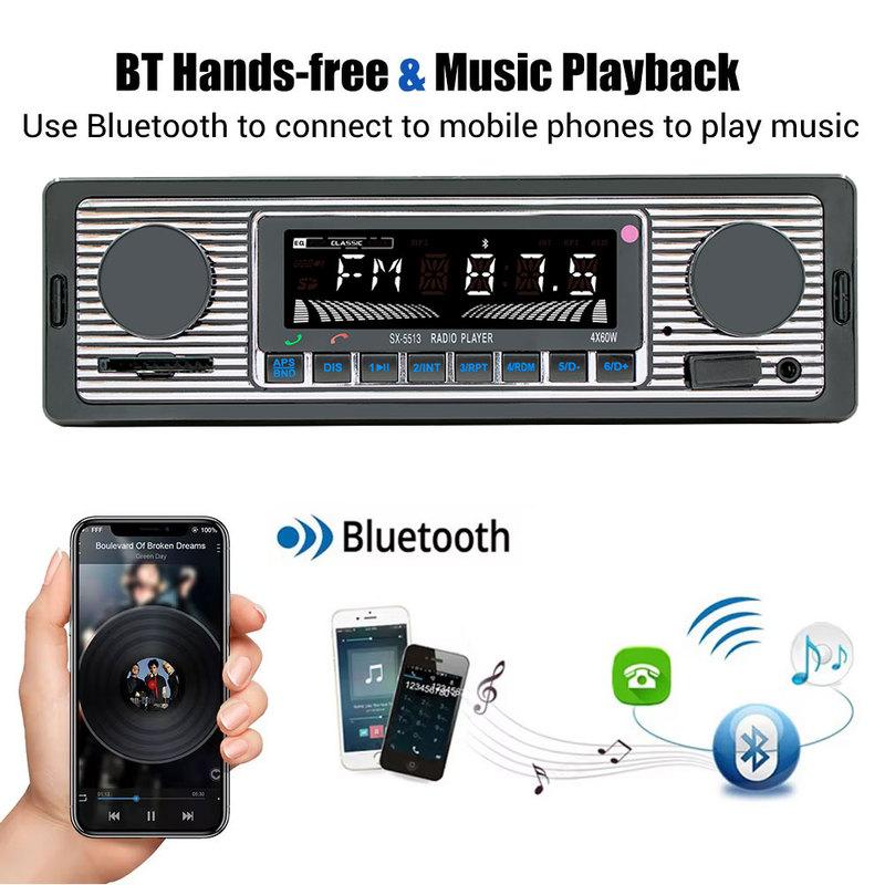 1Din MP3 Car Radio Bluetooth Vintage Dual Knob Player Support FM AUX EQ SD Card 12V Multimedia Stereo Head Unit USB TF Player