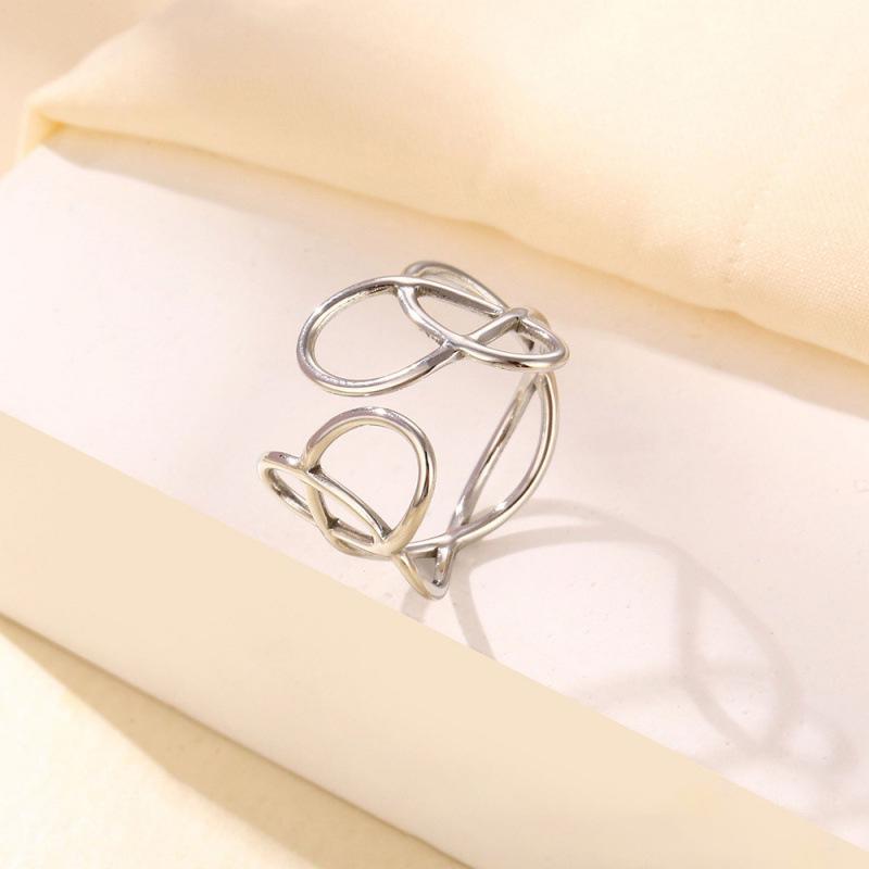 European & American Fashion Stainless Steel Geometric Open Ring - Hip Hop Style for Women