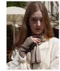 Women's Cashmere Knit Striped Half-Finger Winter Gloves