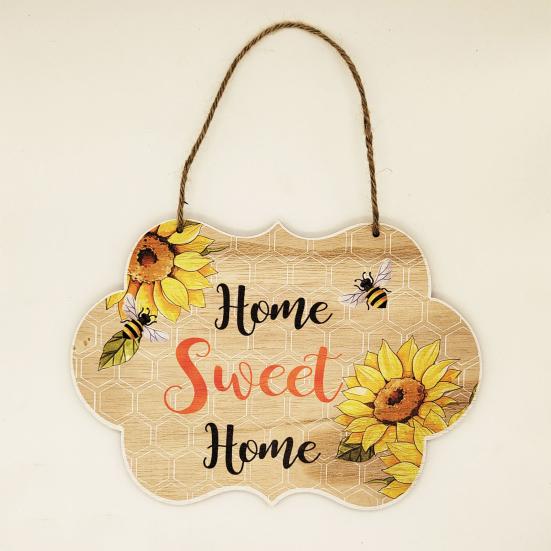 Welcome Door Sign Bee Day Decor Sunflower Print Hanging Design Wooden Rustic Door Decorations for Farmhouse