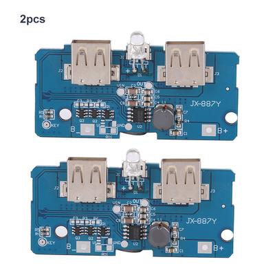 2 szt. Moduł podwyższający napięcie 3,7 V do 5 V 2A Podwójne USB ze światłem LED do baterii litowej 18650