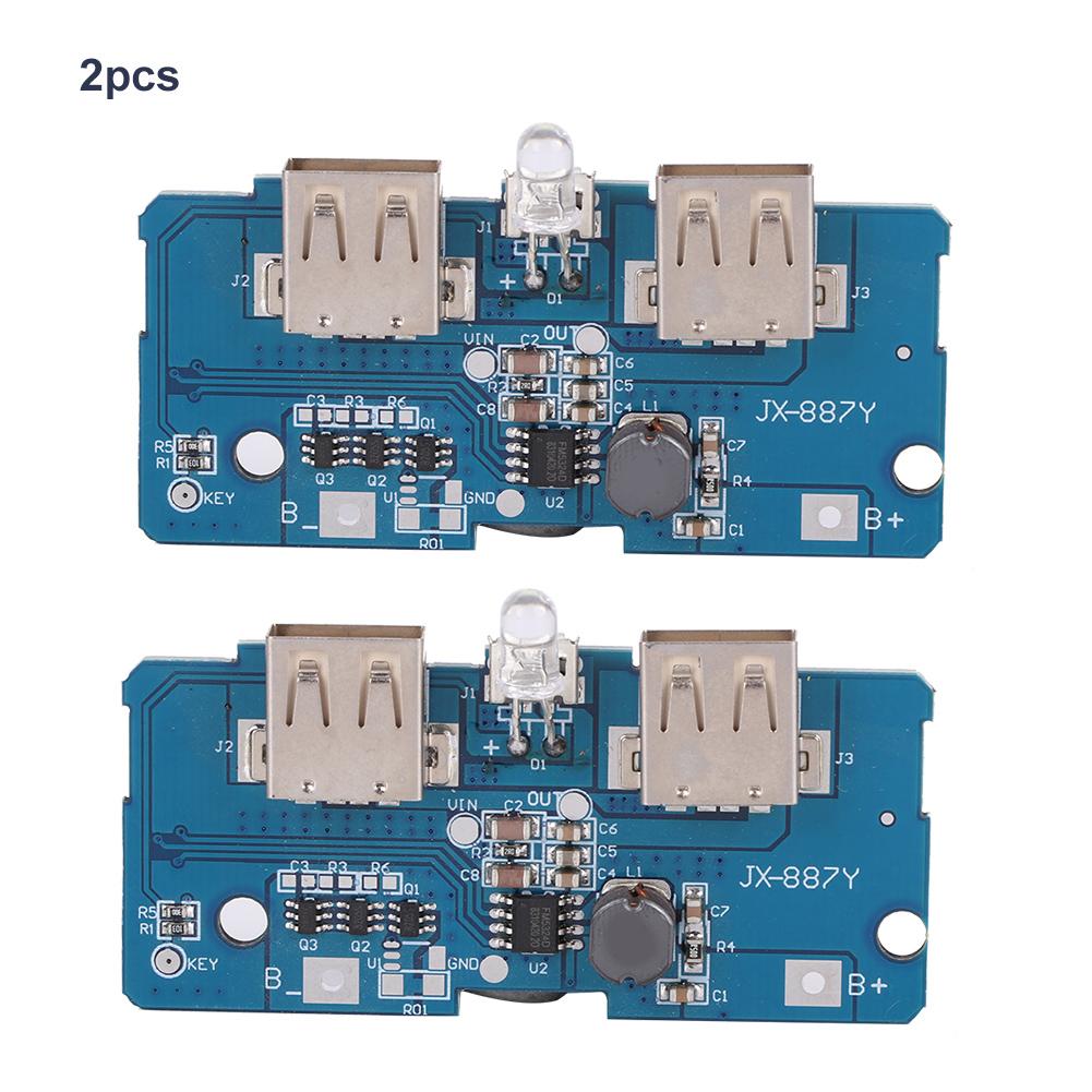 2Pcs 3.7V To 5V Boost Module 2A Dual USB with LED Light for 18650 Lithium Battery