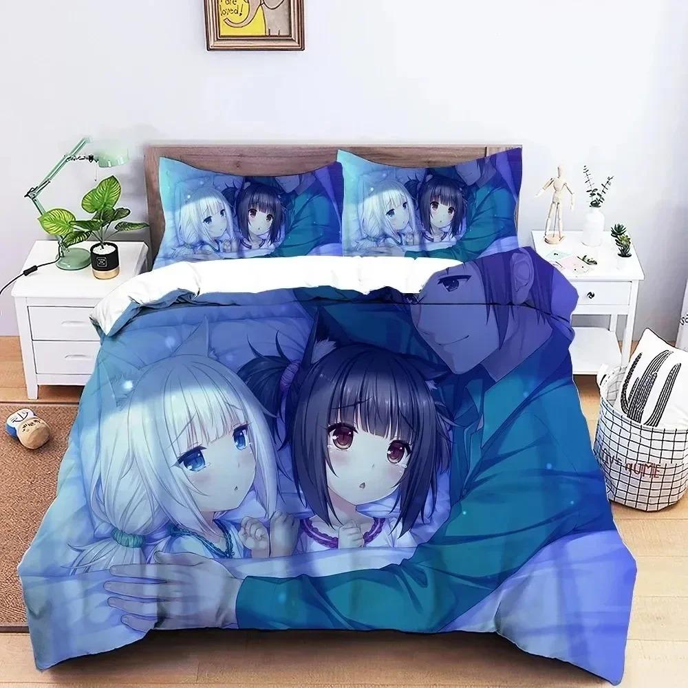 3D Druck Anime Nekopara Sexy Girl Bettwäsche Set Schlafzimmer Weiche Moderne Tagesdecken Bequemer Bettbezug Steppdeckenbezug Und Kissenbezug