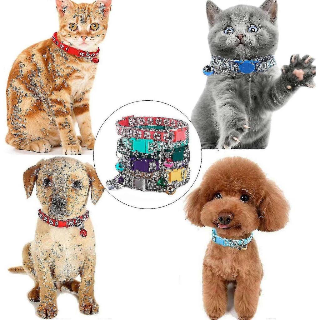 19pcs Puppy Id Collars With Bell Adjustable 19-32cm, Soft Nylon Adjustable Reflective Identification Collars For Newborn Pets