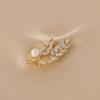 Women Brooch Sparkling Cubic Zirconia Wheat Ear Design Suit Lapel Badge with Imitation Pearls Scarves Dresses Accessories