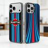 Custodia per Telefono M-Martini Racing a Strisce Orizzontali Per iPhone 17,16,15,14,13,12,11 Plus,Pro Max,XS,Cover Colorata Argento Nero