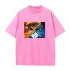 Demon Slayer Rengoku Kyoujurou Akaza Printed Tee Men Short Sleeve Clothing Washed Cotton T-shirt Vintage T Shirt Harajuku Tshirt