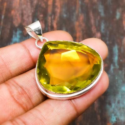 Beautiful Citrine, Gemstone Handmade Jewelry 925 Sterling Silver Pendant