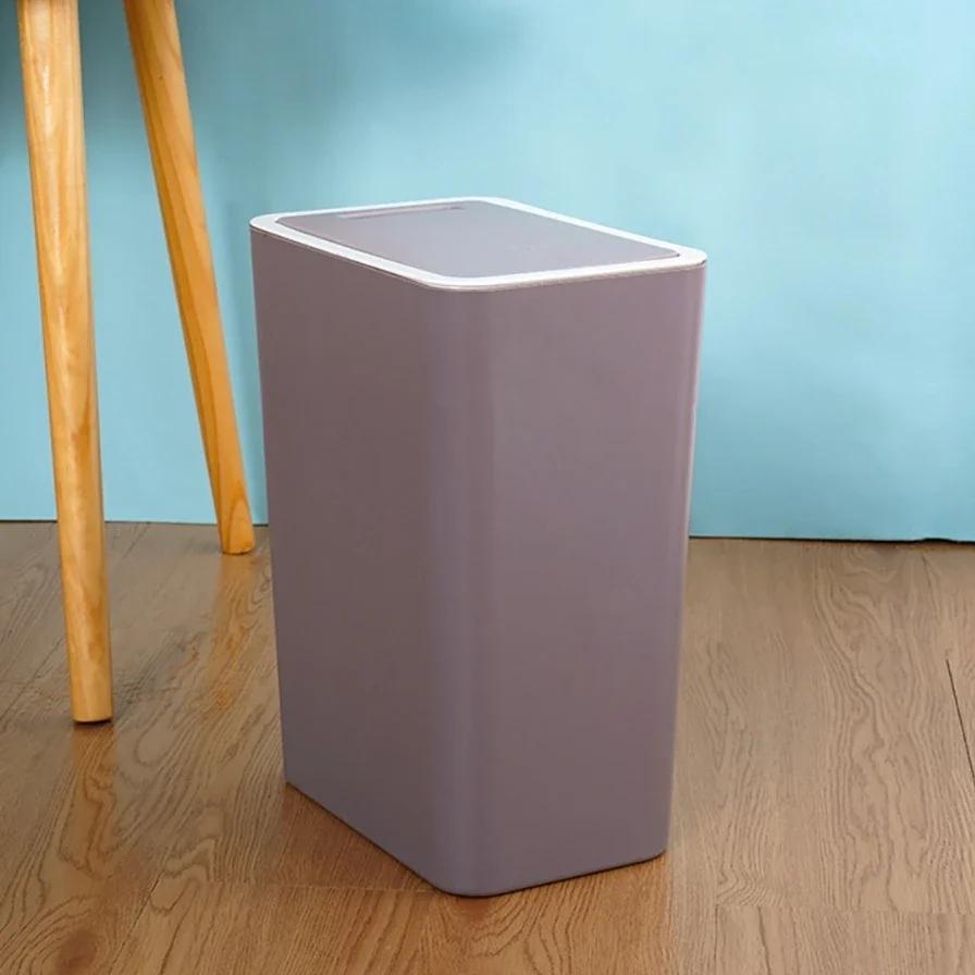 

Odor Proof Trash Can with One-Touch Modern Design Durable Plastic Bathroom Kitchen Bin Space Saving Leakproof small size