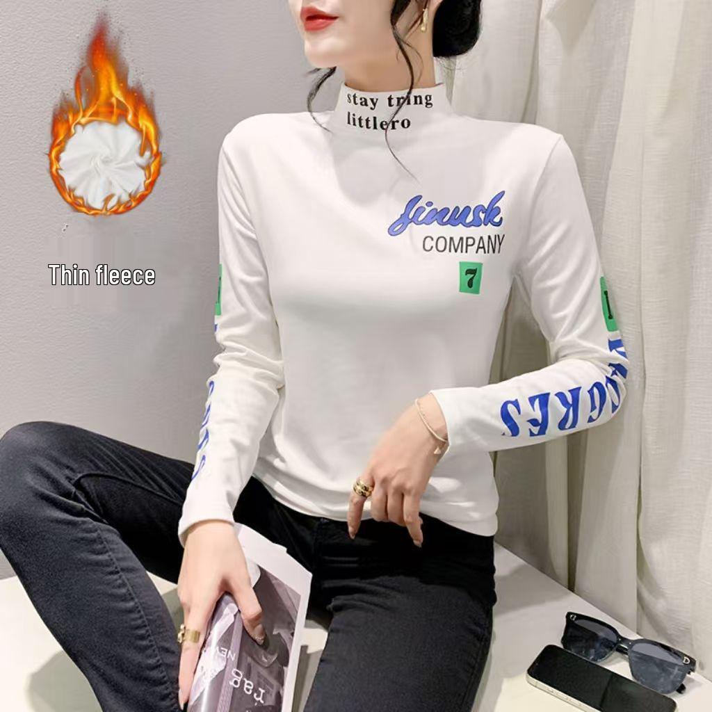 

Осенне-зимняя флисовая футболка для йоги - Приталенный крой, Повседневный принт, Длинный рукав, Воротник-стойка XXL suggested 115-125 jin