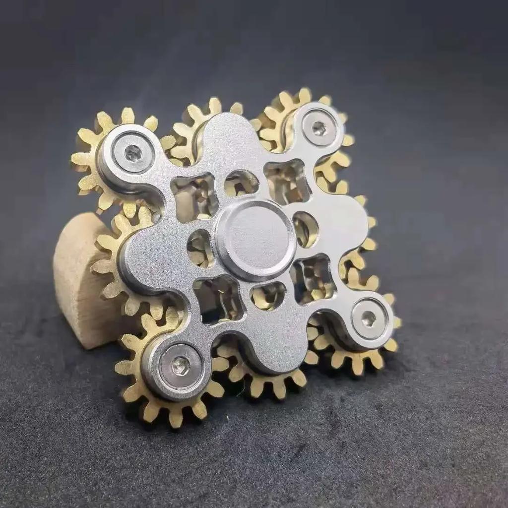 New Premium Mechanical Gear Linkage Metal Fidget Spinner Copper Edc Anti Stress Sensory Finger Gyro Toys For Adults Gifts