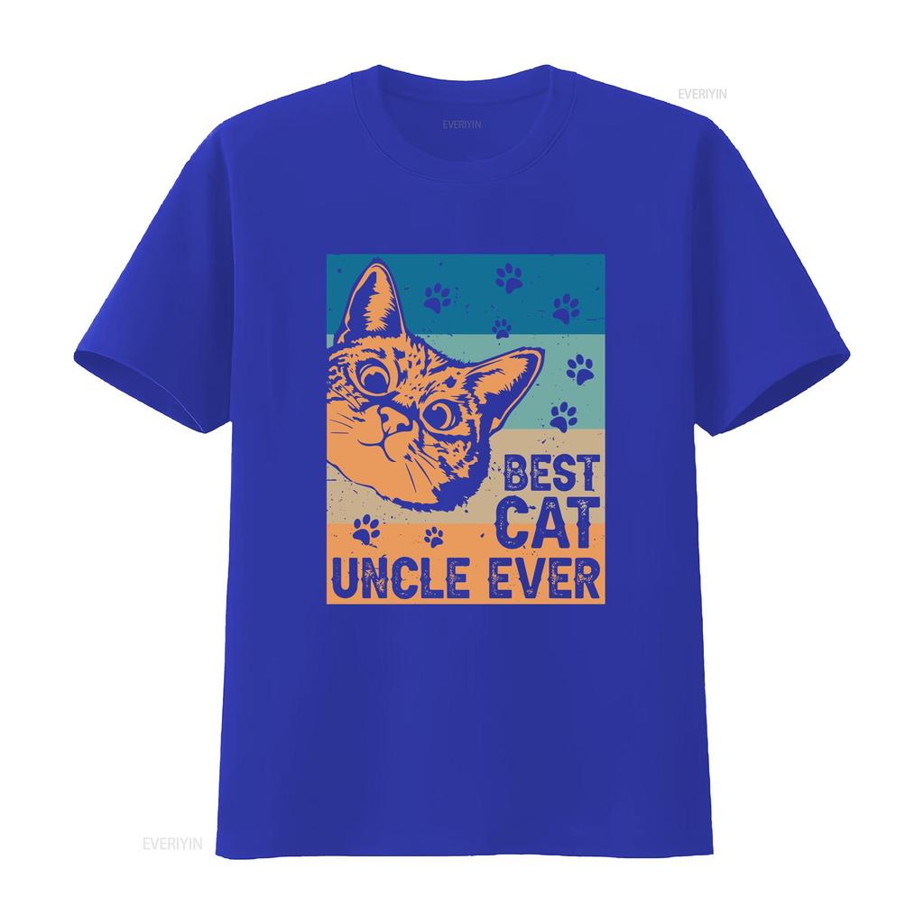 Best Cat Uncle Ever T Shirt Fathers Day Birthday Vintage Washed Homme Slightly Comfortable Graphic Designer Clothes Unisex