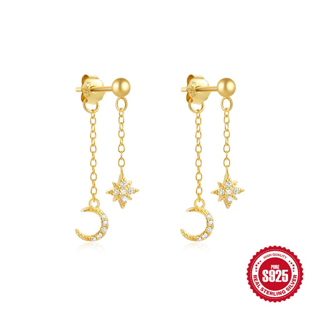 

S925 стерлингового серебра простая персонализированная бахрома цепи Любовь капает серьги иглы женские модные инкрустированные цирконием серьги 925 Silver