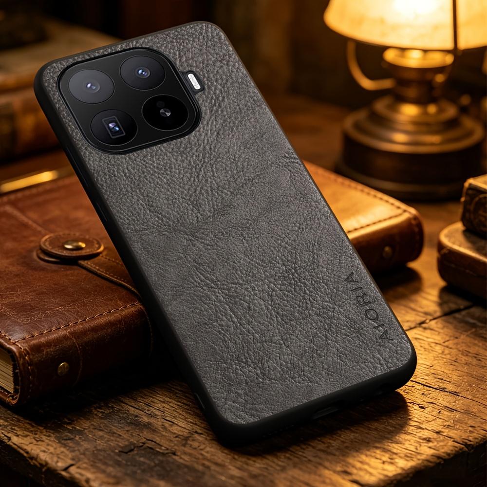 Phone Case - Solid Color Faux Leather Phone Case for Xiaomi 17T Pro Smart Precise Camera Hole Positions And Business Faux