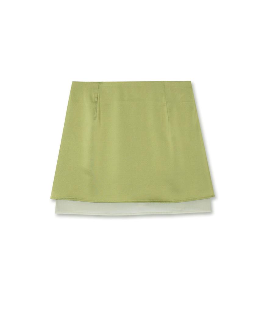 Michikoleondeonkosino Layered Satin Mini Skirt Olive Green