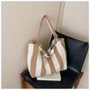 Striped Fashion Shoulder Bag Spring New Literary and Leisure Large-capacity Commuter Canvas Bag Bag