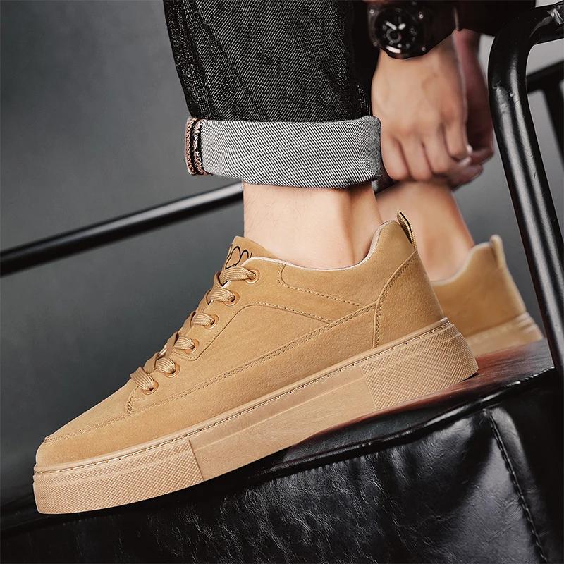 Herren Casual Sneaker Mode Weiches PU-Leder Schnürschuhe Walking Flats Schnür-Sneaker für Herren Outdoor-Sneaker Herrenschuhe