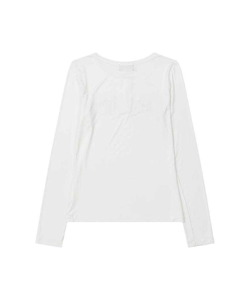 LEATHERY Faded Henley Neck Long Sleeve [Ivory]