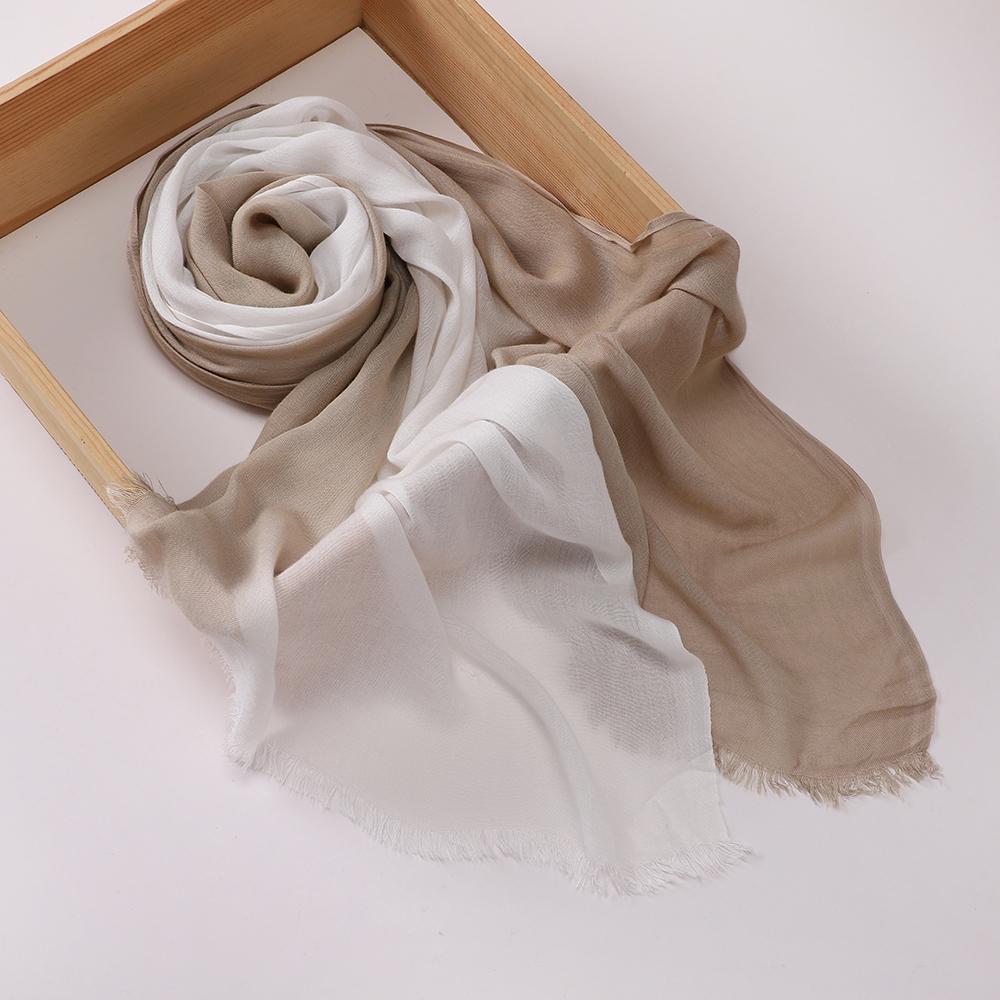 New Two Color Hijabs Gradient Scarf Muslim Shawl Wrap Islamic Women Headscarf Long Shawls Arabic Female Foulard