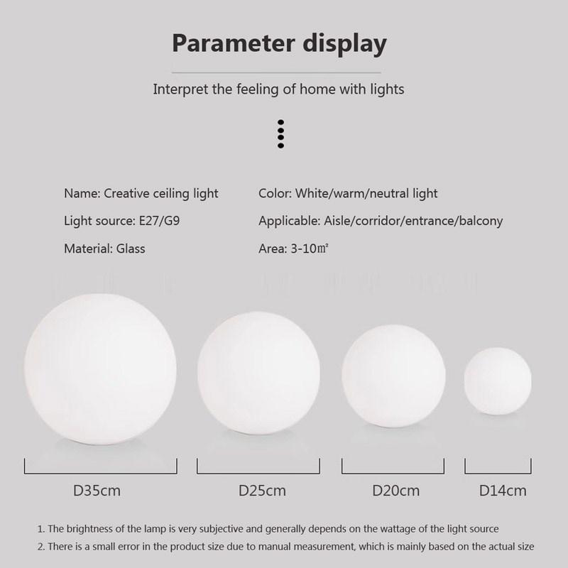 Modern LED ceiling light Glass White Ball wall lamp Minimalist bathroom Balcony Bedroom Entrance Light fixture Indoor lighting
