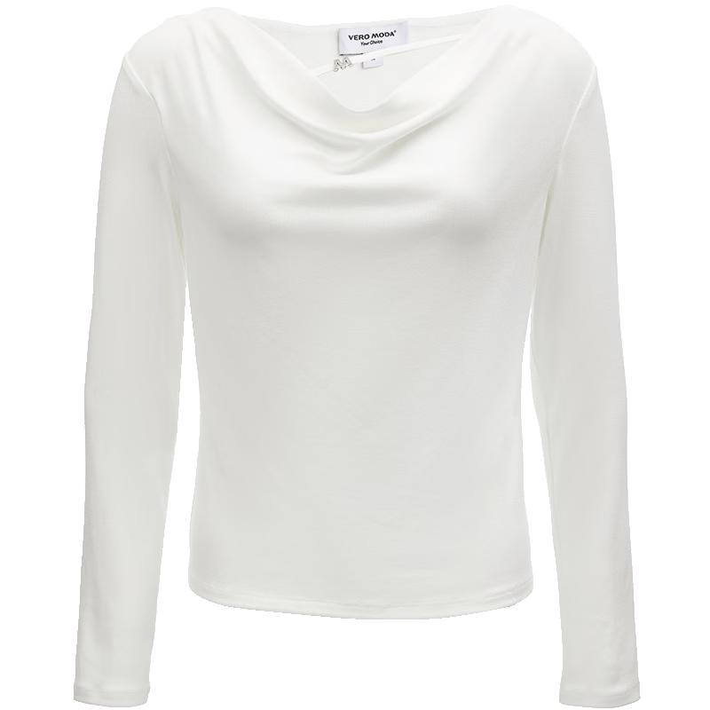 VERO MODA Women s Beaded Letter Cowl Neck Slim Fit Top L грязно-белый