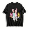 Easter Themed Nana Print Casual Crewneck Top For Adults Pure Cotton T-shirt