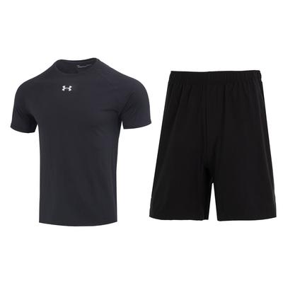 Solid Color Small Logo Pullover Round Neck Raglan Short Sleeve Elastic Waist Mid Rise Shorts Casual Sports Set 23500511-001+24500201-001